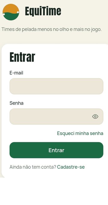 EquiTime: tela de entrada