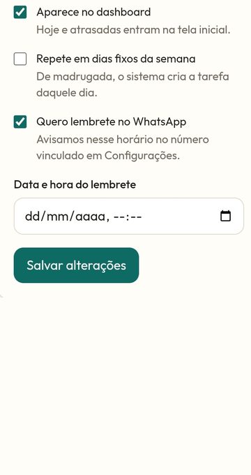 PrazoCerto: registro de andamento da tarefa